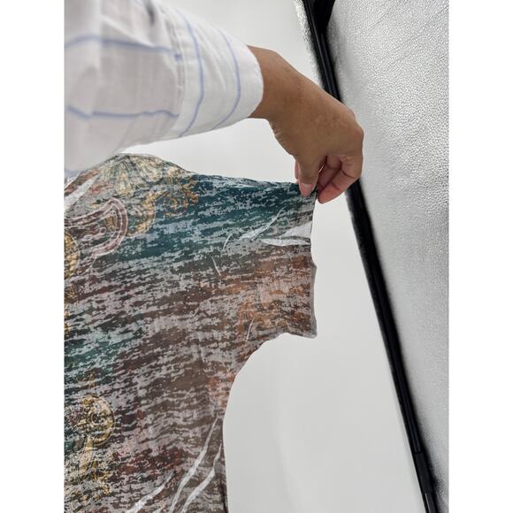 Maurices Y2K vneck burnout studded green brown ruched sides size 3X Y2K Baddie - Picture 7 of 8